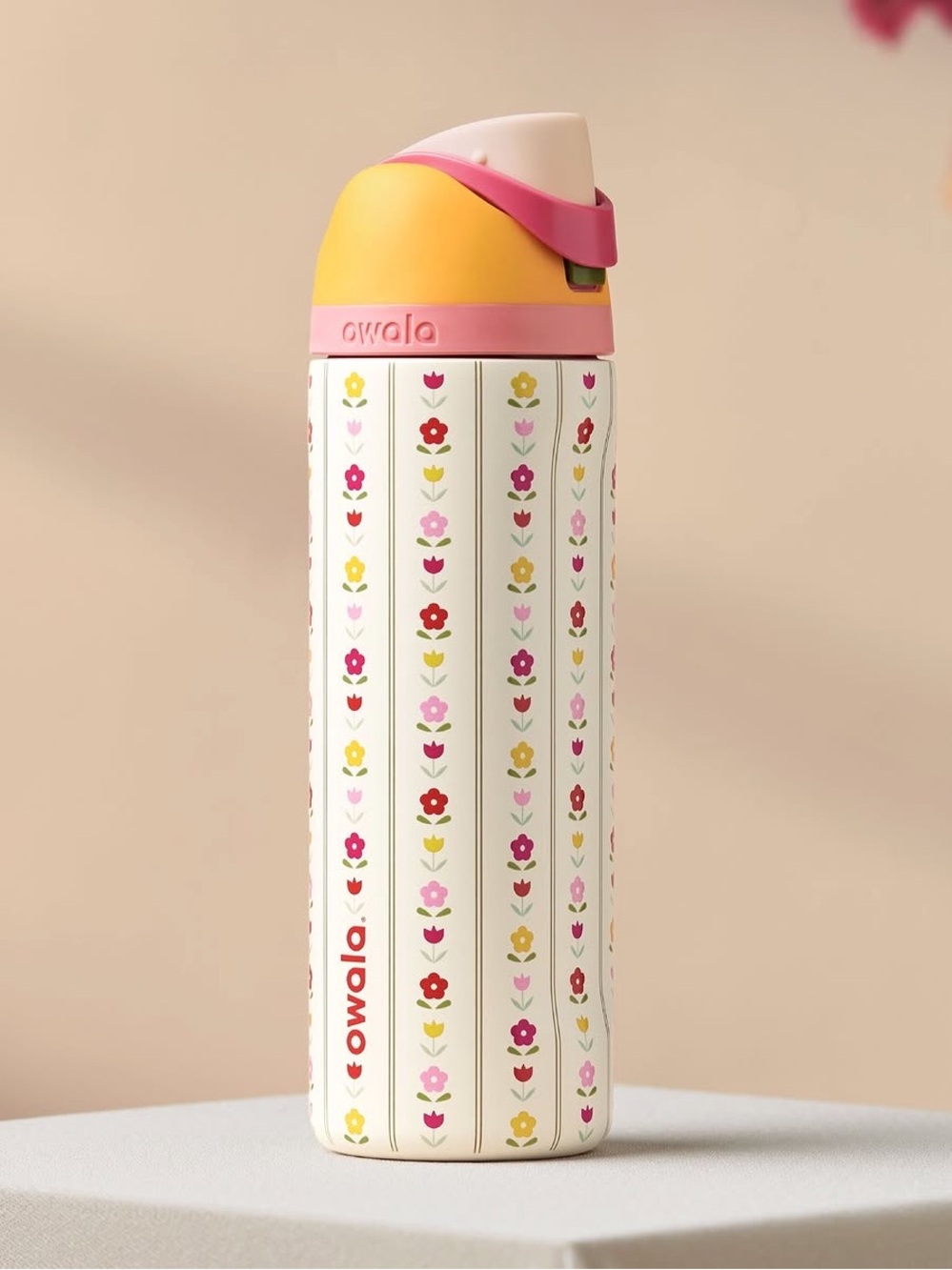 Owala Flower Crown Stainless Steel Water Bottle - Yellow & Pink Accent